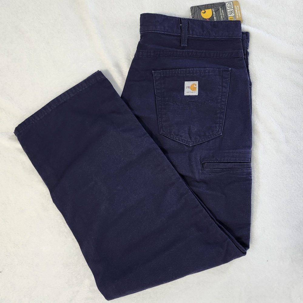 CARHARTT FR CAT Canvas Utility Work Pants Original Fit Navy Men's 38x30 NWT - Picture 5 of 16